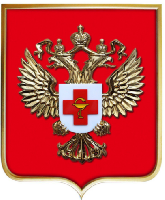 Герб Минздравсоцразвития РФ 42х50 см, барельеф, металлонапыление, рамка под золото